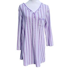 Karen Neuberger Women's Purple Striped Floral Nightgown Sleepwear Size S